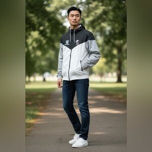 Men’s Nike Black, Grey & White Windbreaker Size Medium Embroidered Tigers XC JB